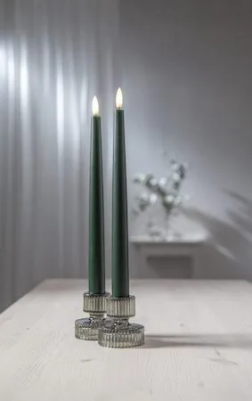 Flamme Slim LED Antikljus 2-pack 28,5 cm - mörkgrön - Belysning & el - Inomhusbelysning & lampor - Dekorationsbelysning