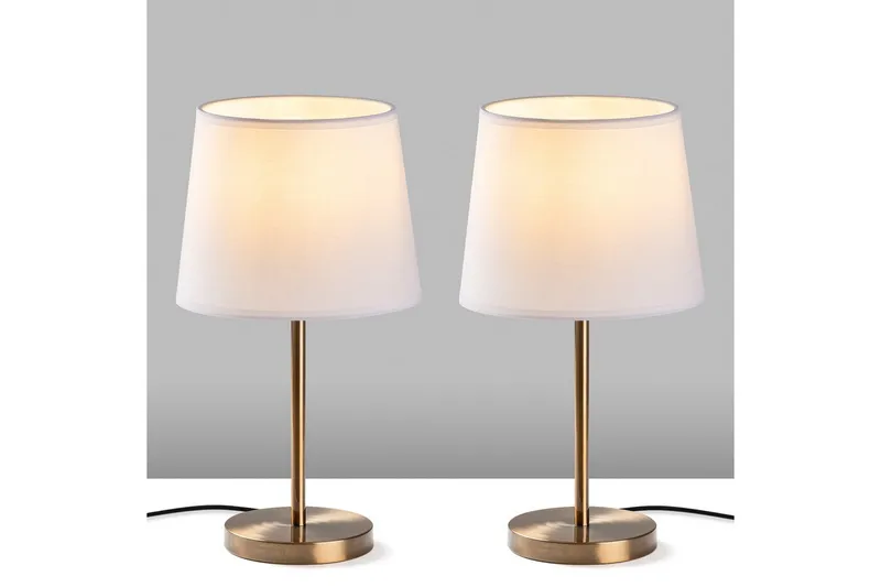 Bordslampset (2 stycken) Jaspal Antik / Vit - Antik / Vit - Belysning & el - Inomhusbelysning & lampor - Sänglampor & nattduksbordslampa - Sänglampa bord