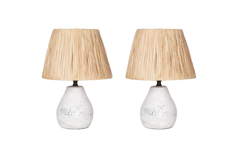 Favignito Bordslampa 2 st 31 cm E27 - Vit/Natur - Belysning & el - Inomhusbelysning & lampor - Sänglampor & nattduksbordslampa - Sänglampa bord