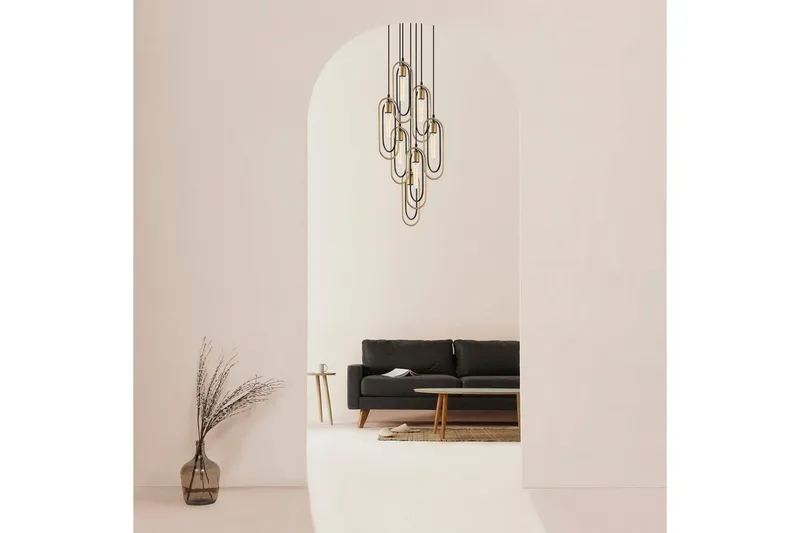 Taklampa Pindor Thre svart / guld - Svart - Belysning & el - Inomhusbelysning & lampor - Taklampa & takbelysning - Pendellampor & hänglampor