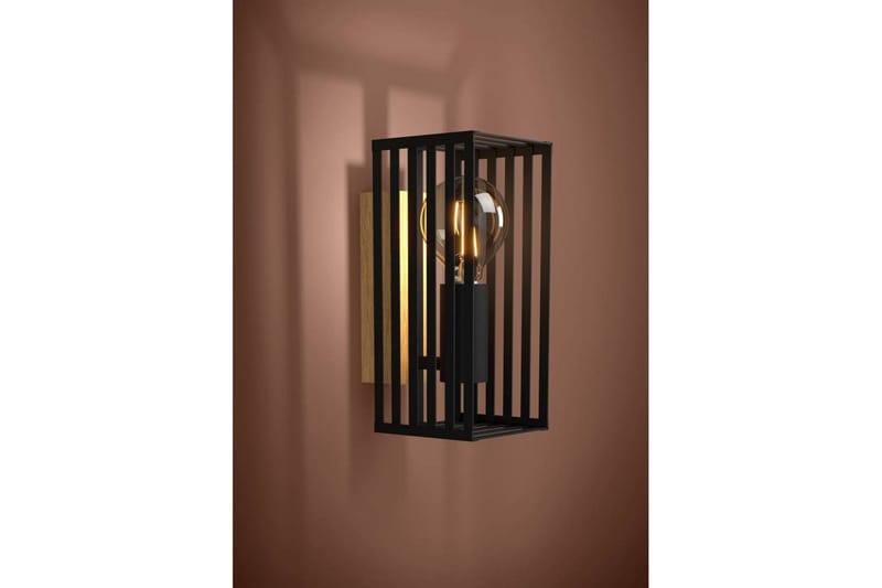 Vägglampa Eglo Cidraz Svart/Trä - Belysning & el - Inomhusbelysning & lampor - Sovrumslampa