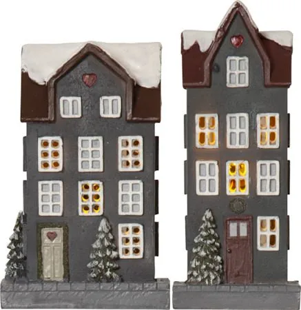 Hus Inomhusdekoration Julbelysning 14.5 cm, grå