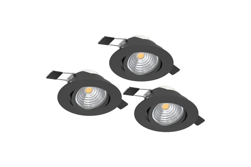 Infälld Lampa Eglo Saliceto 3 st Ø88 mm 2700K Svart - Svart - Belysning & el - Ljuskällor & glödlampor - Spotlight & downlight
