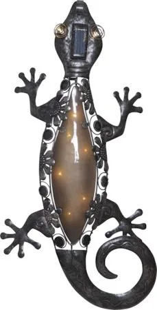 Gecko Solcellsdekoration 27 cm, svart