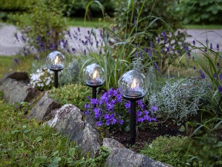 Globe 3 pack Solcellspollare 25 cm - svart och klar - Belysning & el - Utomhusbelysning