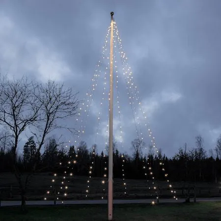 LED-flaggstångsbelysning Jul Crispy Ice White 7 m 360 ljus - Svart / Isvit - Belysning & el - Utomhusbelysning - Flaggst ångsbelysning