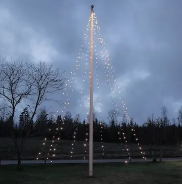 LED-flaggstångsbelysning Jul Crispy Ice White 7 m 360 ljus - Svart / Isvit - Belysning & el - Utomhusbelysning - Flaggstångsbelysning
