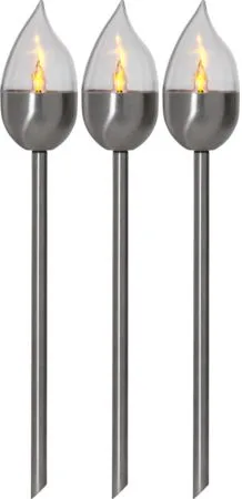 Olympus 3 pack Solcellspollare 40 cm, silver
