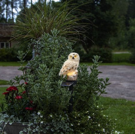 Owl Solcellsdekoration 10x33 cm - beige - Belysning & el - Utomhusbelysning - Solcellslampa & solcellsbelysning