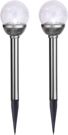 Roma 2 pack Solcellspollare 26,5 cm, silver/klar