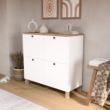 Avero Skoskåp 90x85,2x35 cm - Vit ek - Förvaring - Hallförvaring