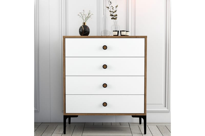 Ameias Byrå 76x90,7 cm Brun/Vit - Hanah Home - Förvaring - Förvaringsmöbler - Byrå - Hallbyrå