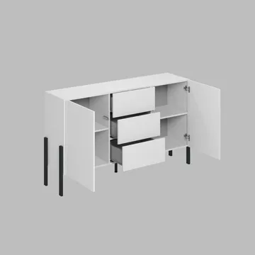 Byrå Jukon 2 Dörrar med 3 Lådor - Vit Supermat, 154 cm - Förvaring - Förvaringsmöbler - Sideboard & skänk