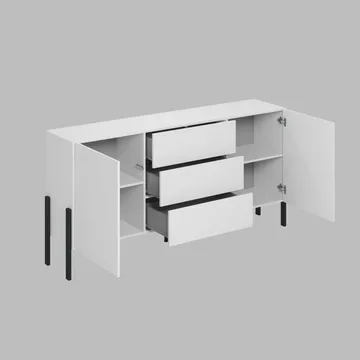 Byrå Jukon 2 Dörrar med 3 Lådor - Vit Supermat, 184 cm - Förvaring - Förvaringsmöbler - Sideboard & skänk