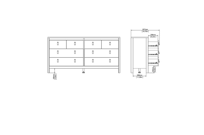 Vallvidera Byrå 38x159 cm - Svart - Förvaring - Förvaringsmöbler - Byrå