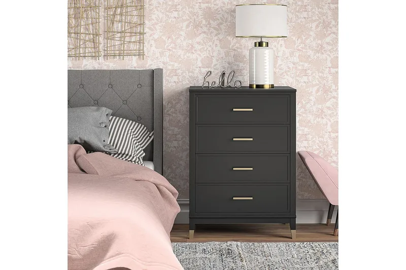 Westerleigh Byrå 76x50 cm Svart/Guld - Förvaring - Förvaringsmöbler - Byrå - Hallbyrå