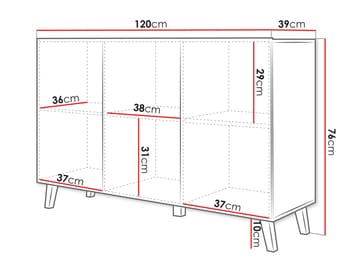 Orvik Skänk 120 cm i Trä med Metallben - Beige - Förvaring - Förvaringsmöbler - Sideboard & skänk