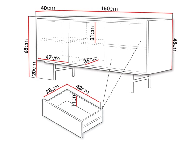 Rolden Skänk 150x68 cm - Hickoryek - Förvaring - Förvaringsmöbler - Sideboard & skänk
