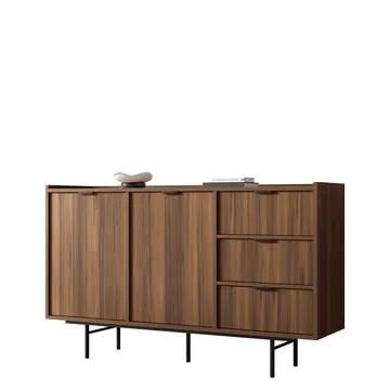Rolden Skänk 150x90 cm i Trä med Valnötsutseende och Metallben - Valnöt - Förvaring - Förvaringsmöbler - Sideboard & skänk