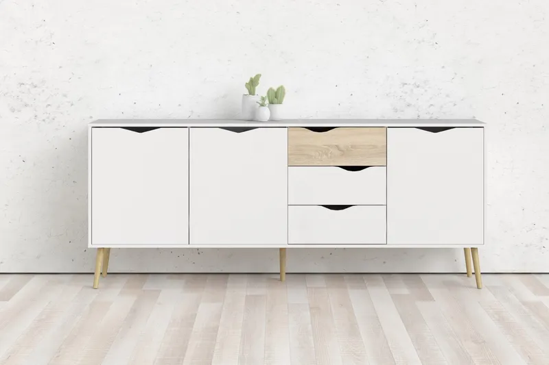 Hostafranc Sideboard 40x196 cm - Vit|Natur - Förvaring - Förvaringsmöbler - Sideboard & skänk