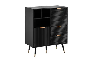 Sideboard Wohnling Folierad spånskiva ekoptik 77 cm 2 dörrar 2 lådor förvaringsutrymme modern - Förvaring - Förvaringsmöbler - Sideboard & skänk