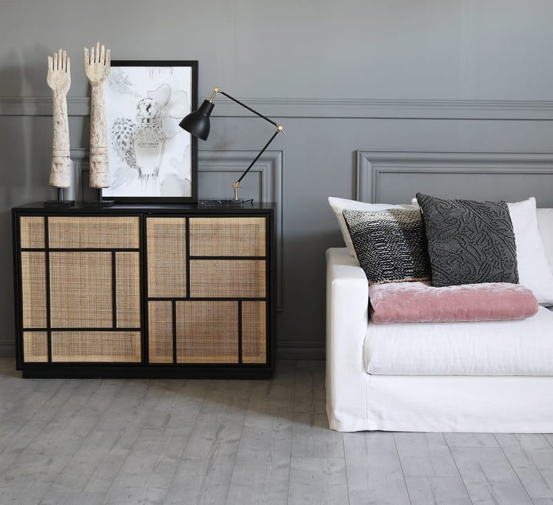 Stockholm skänk med rottingdörrar - 120 cm bred - Svart - Förvaring - Förvaringsmöbler - Sideboard & skänk
