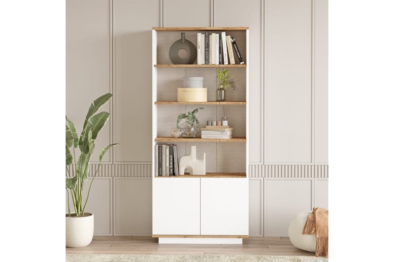 Anari Bokhylla 77,5 cm i Ek - Vit - Förvaring - Hylla - Bokhylla