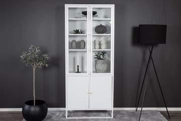 Bakal Bokhylla med Dörrar 80 cm i Glas och Metall - Vit - Förvaring - Hylla - Bokhylla