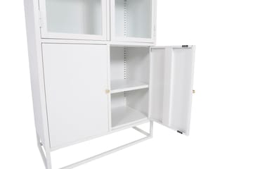 Bakal Bokhylla med Dörrar 80 cm i Glas och Metall - Vit - Förvaring - Hylla - Bokhylla