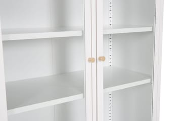 Bakal Bokhylla med Dörrar 80 cm i Glas och Metall - Vit - Förvaring - Hylla - Bokhylla