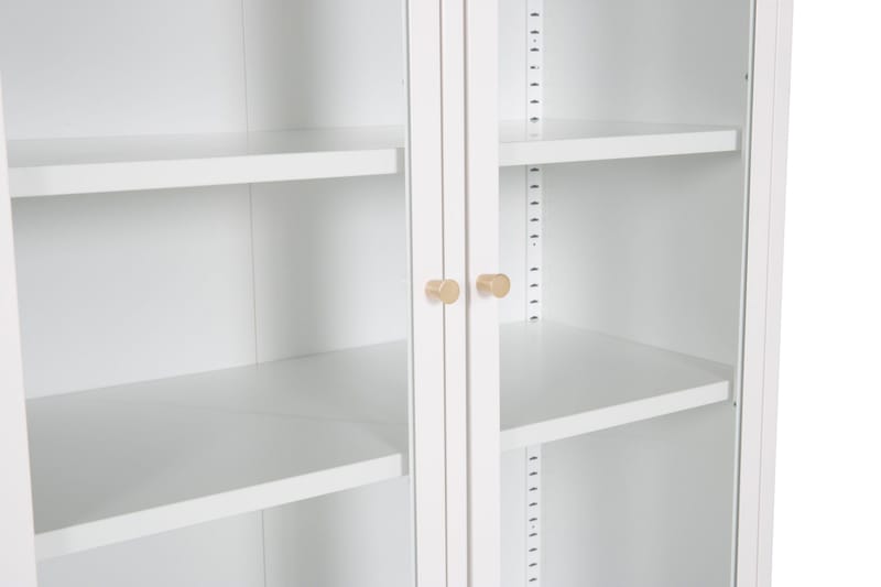 Bakal Bokhylla med Dörrar 80 cm i Glas och Metall - Vit - Förvaring - Hylla - Bokhylla