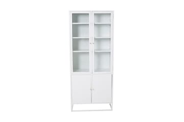 Bakal Bokhylla med Dörrar 80 cm i Glas och Metall - Vit - Förvaring - Hylla - Bokhylla
