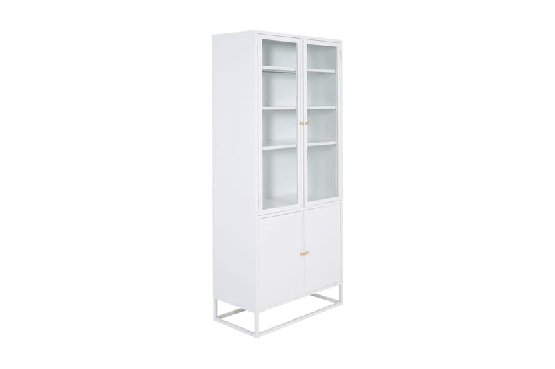 Bakal Bokhylla med Dörrar 80 cm i Glas och Metall - Vit - Förvaring - Hylla - Bokhylla