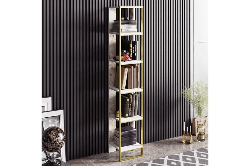 Bascle Bokhylla 31 cm i Trä med Metallram - Vit - Förvaring - Hylla - Bokhylla