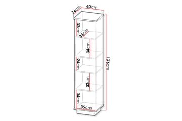 Bokhylla 40 cm i Ek - Svart|Brun - Förvaring - Hylla - Bokhylla