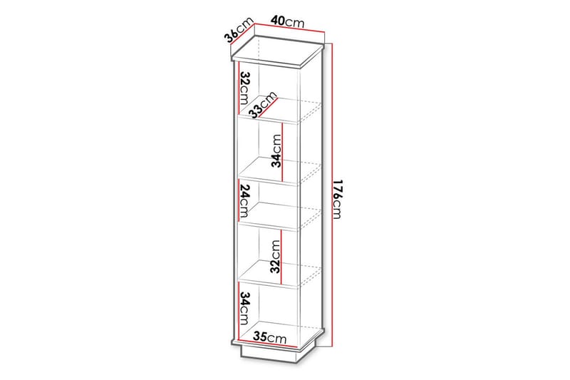 Bokhylla 40 cm i Ek - Svart|Brun - Förvaring - Hylla - Bokhylla