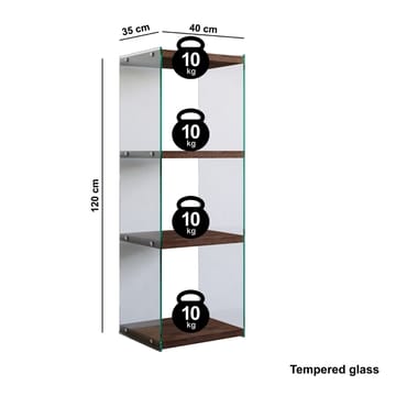 Dalshult Bokhylla 40 cm i Glas med Träskiva - Genomskinlig - Förvaring - Hylla - Bokhylla