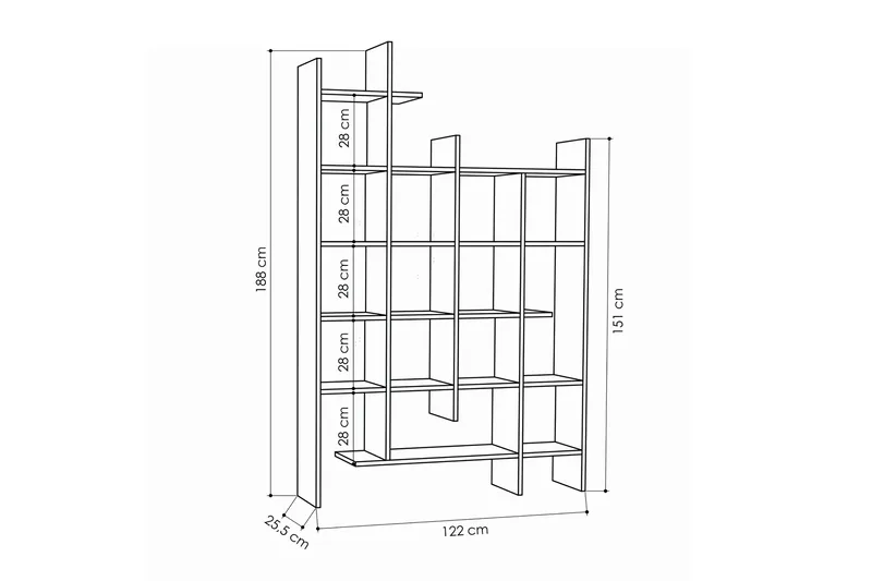 Decorta Bokhylla 122 cm i Målat Trä - Vit - Förvaring - Hylla - Bokhylla