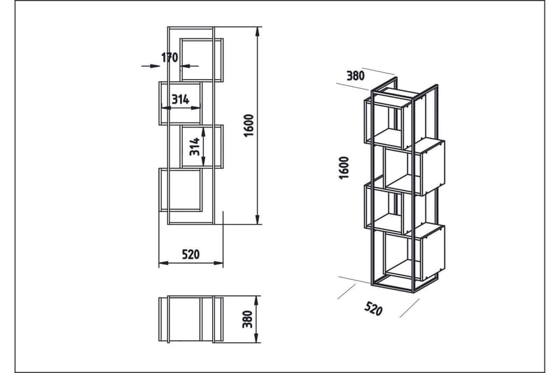 Hammann Bokhylla 52 cm - Svart|Vit - Förvaring - Hylla - Bokhylla