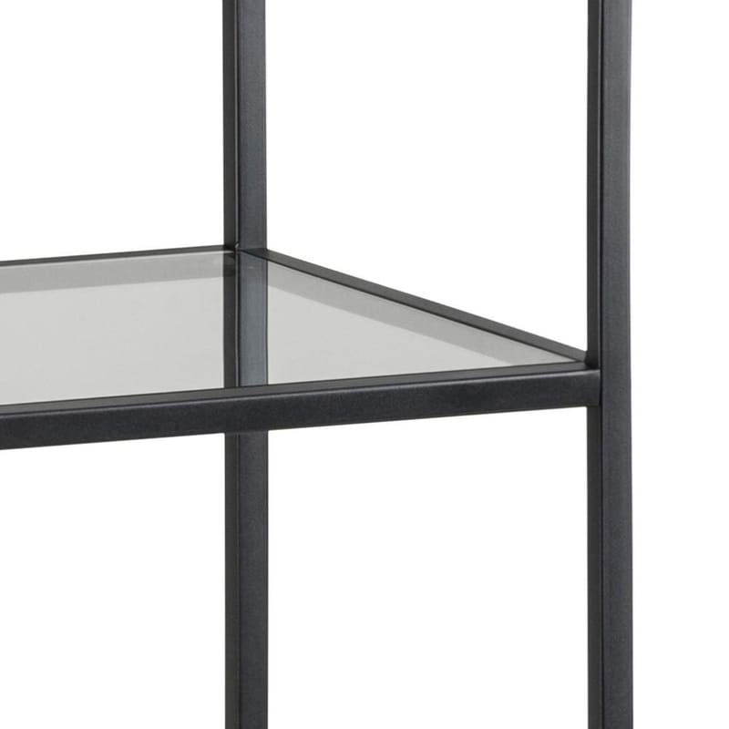 Ikaria Bokhylla 35 cm med 4 Hyllplan i Glas och Metall - Svart - Förvaring - Hylla - Bokhylla
