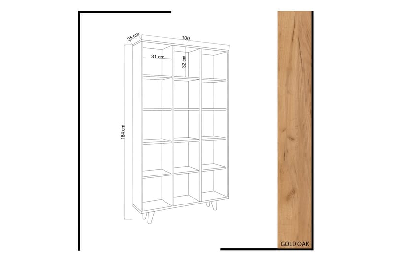 Mod Bokhylla 100 cm i Ek - Brun - Förvaring - Hylla - Bokhylla