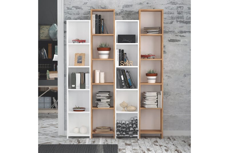 Mod Bokhylla 134 cm i Ek - Vit|Brun - Förvaring - Hylla - Bokhylla