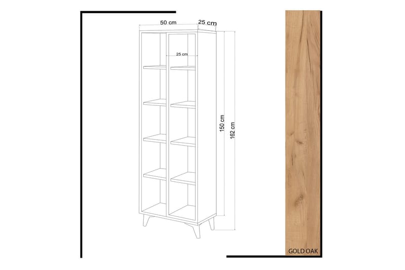 Mod Bokhylla 50 cm i Ek - Vit - Förvaring - Hylla - Bokhylla