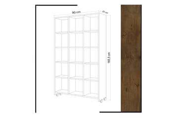 Mod Bokhylla med Hjul 90 cm i Ek - Vit - Förvaring - Hylla - Bokhylla