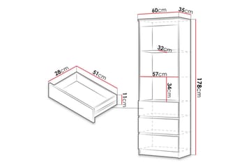 Office Bokhylla 35 cm i Målat Trä - Vit - Förvaring - Hylla - Bokhylla