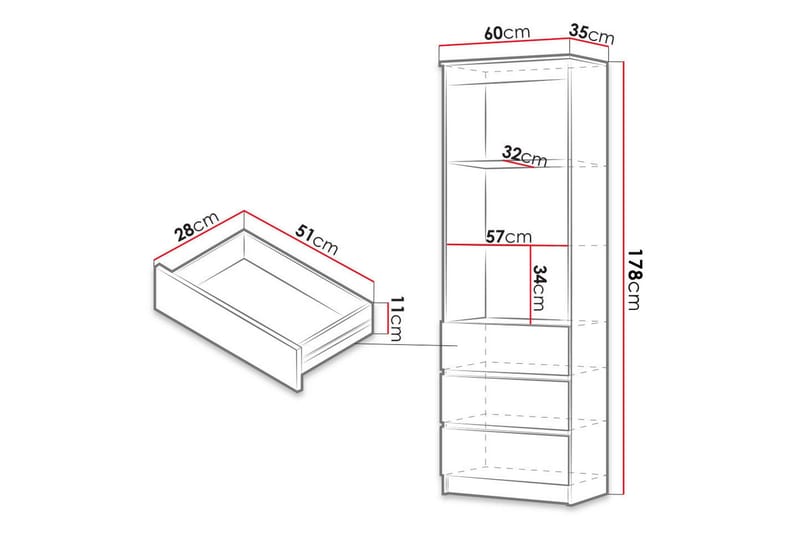 Office Bokhylla 35 cm i Målat Trä - Vit - Förvaring - Hylla - Bokhylla