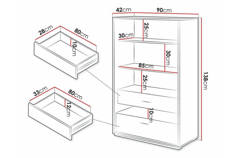 Rathmore Bokhylla 90 cm i Ek - Svart - Förvaring - Hylla - Bokhylla