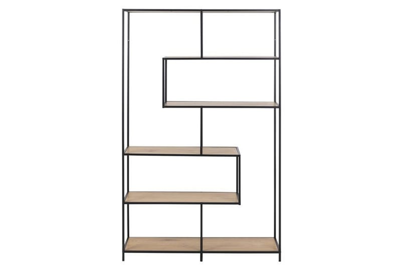 Seaford Bokhylla 114 cm i Metall med Träskiva, Svart|Brun