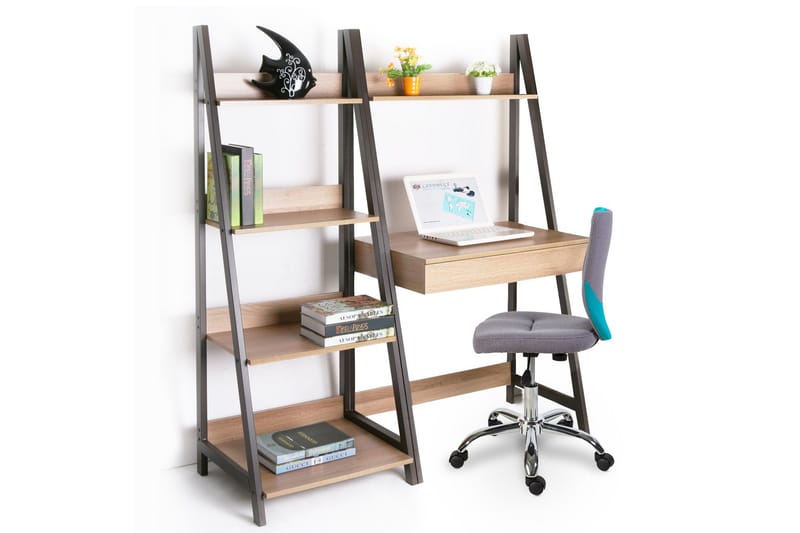 Step Bokhylla 48 cm i Trä med Metallram - Ljusbrun - Förvaring - Hylla - Bokhylla