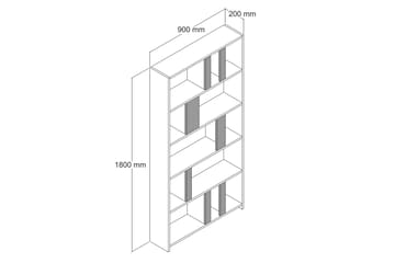 Timiza Bokhylla 90 cm med 5 Hyllor i Valnöt och Marmor - Svart - Förvaring - Hylla - Bokhylla